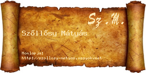 Szőllősy Mátyás névjegykártya